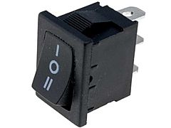 Vippekontakt - 1P ON-OFF-ON, spadeterminaler, 3A-250V, SORT