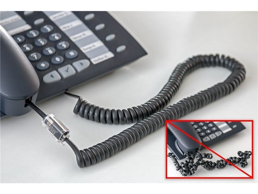 Telefonlednings udsnoer - RJ10(4P4C) han/hun, Sort