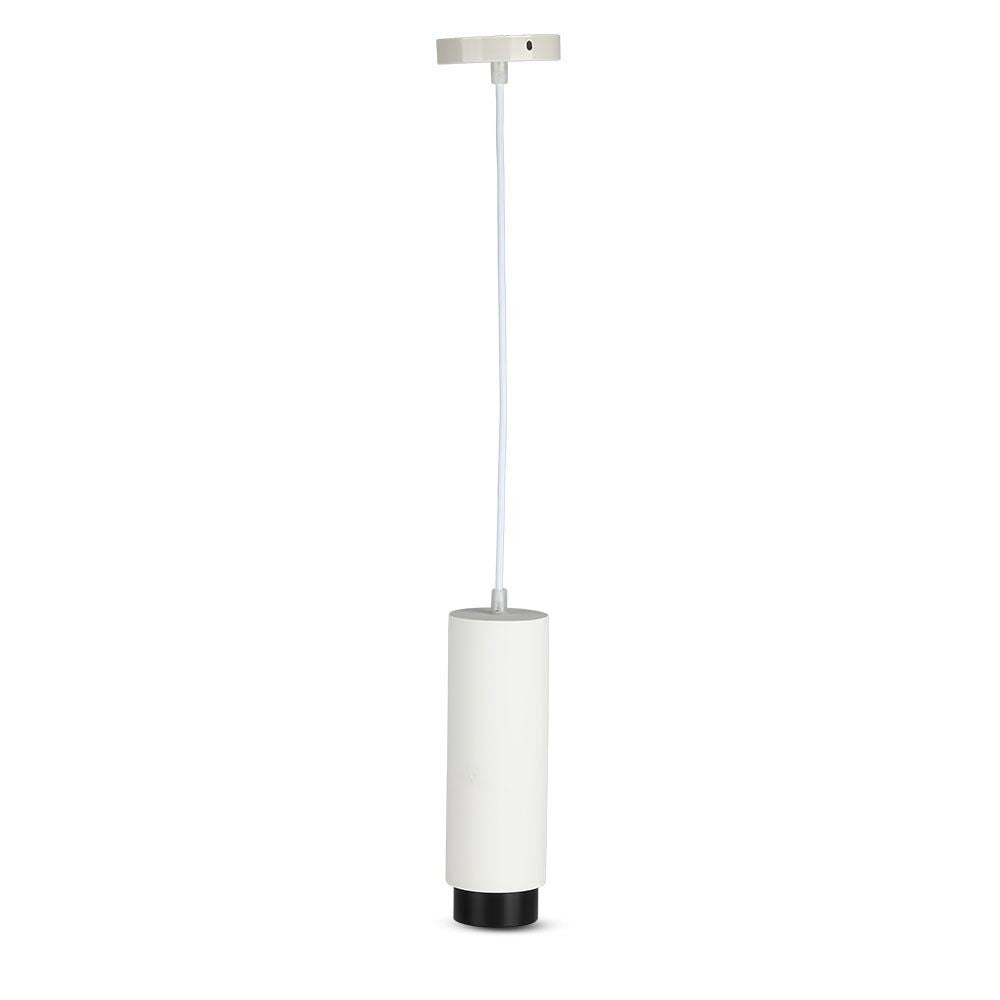 V-Tac moderne pendellampe - Hvid/sort, Ø8 cm, GU10, Max 35W, 5 års garanti