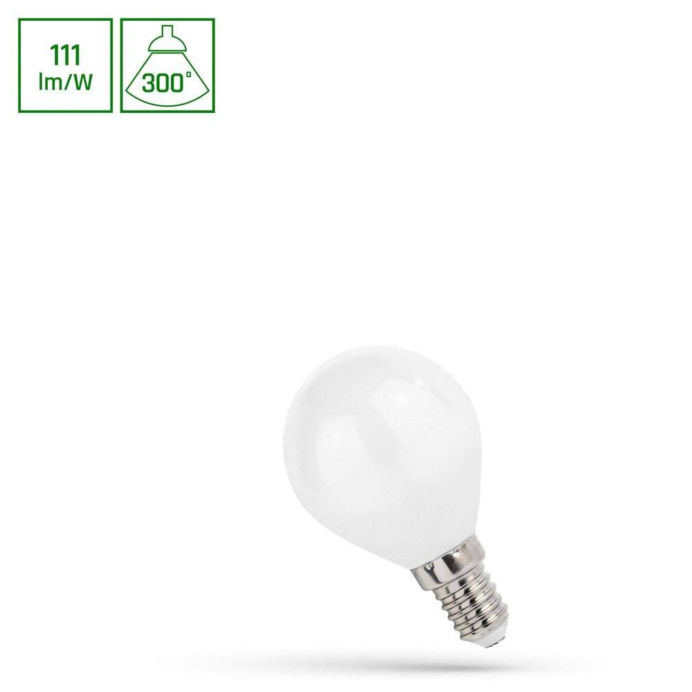 LED kugle P45 E14 5,5W - 230V, varm hvid mælkeagtig belysning - Spectrum