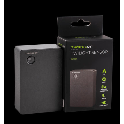 Skumringssensor 2-100lux 230V Antracit IP44 15A