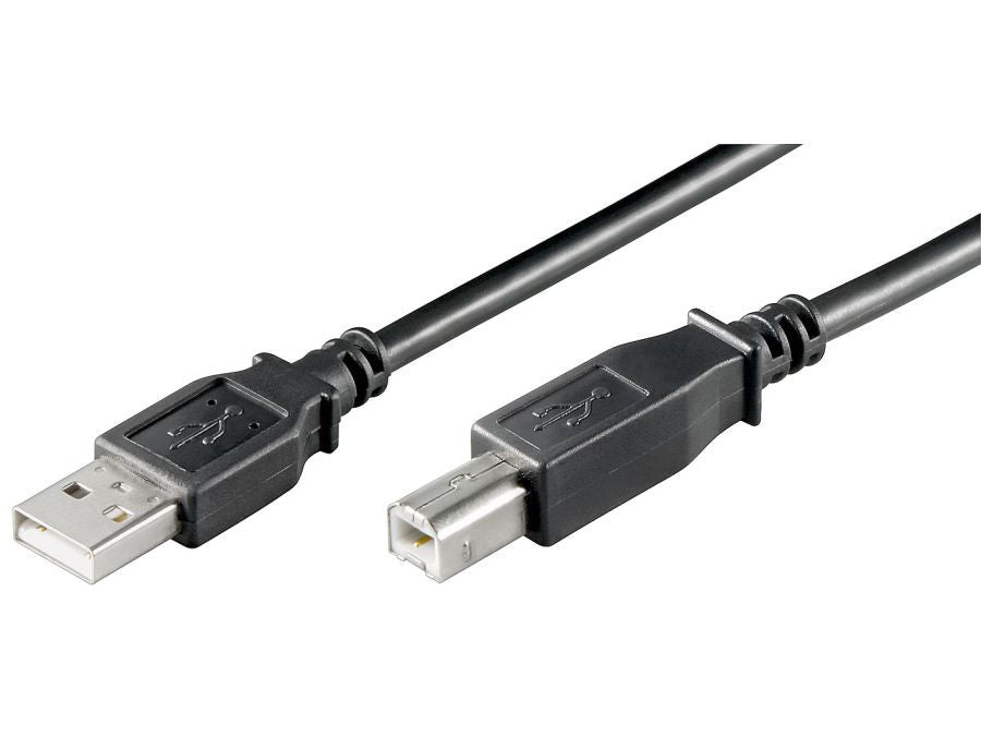 USB 2.0 kabel - A han til B han, Sort, HQ (1,8m)