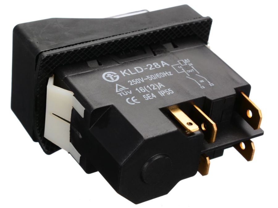 Start/stop kontakt - 240V 16A, Rød/grøn 0-I, 5-ben (IP55)