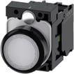 Lystrykknap 22 mm rund plastik hvid flad momentan kontakt type med holder 1NO LED modul