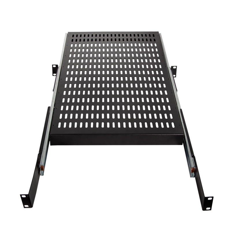 Udtrækshylde til 19" Rackskab - D:800mm, Sort