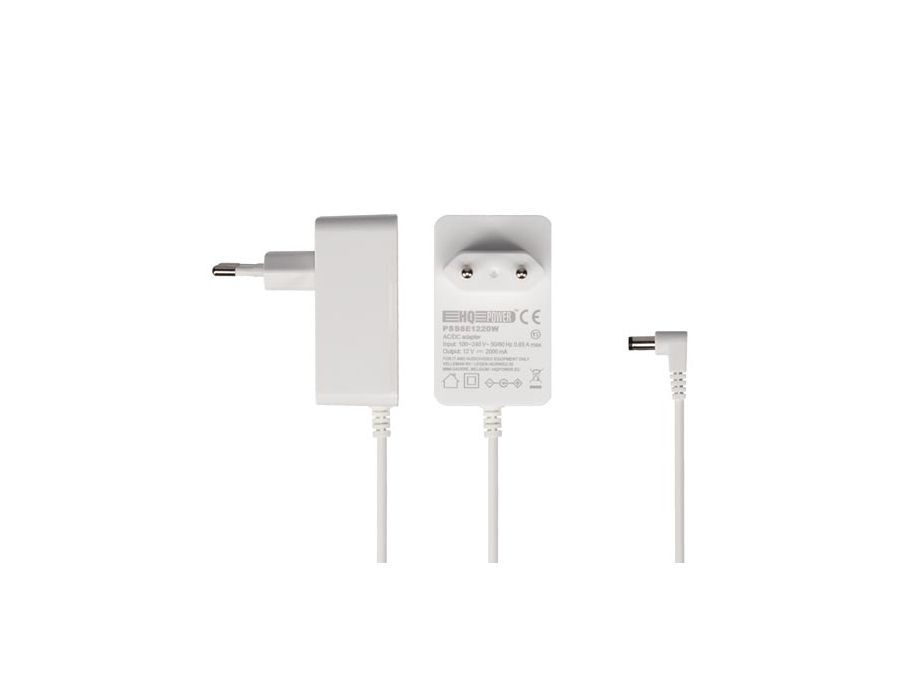 Netadapter - 12Vdc / 24W (2A), Hvid (5,5x2,1mm)