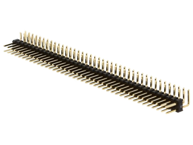 Dual Pin header 2,54mm, 90° vinklet - Han/han (2x40) 80 pins