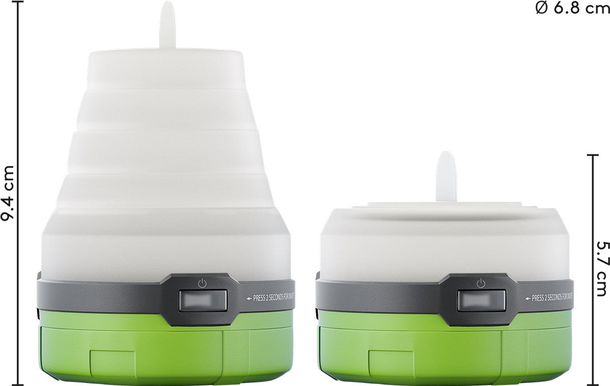 3-i-1 sammenklappelig campinglampe - RGB LED, flammeeffekt