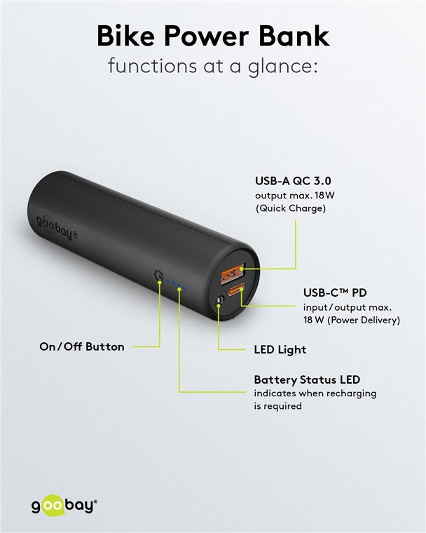 Bike Power Bank 5.0 - USB-A + USB-C (PD), 5000mAh