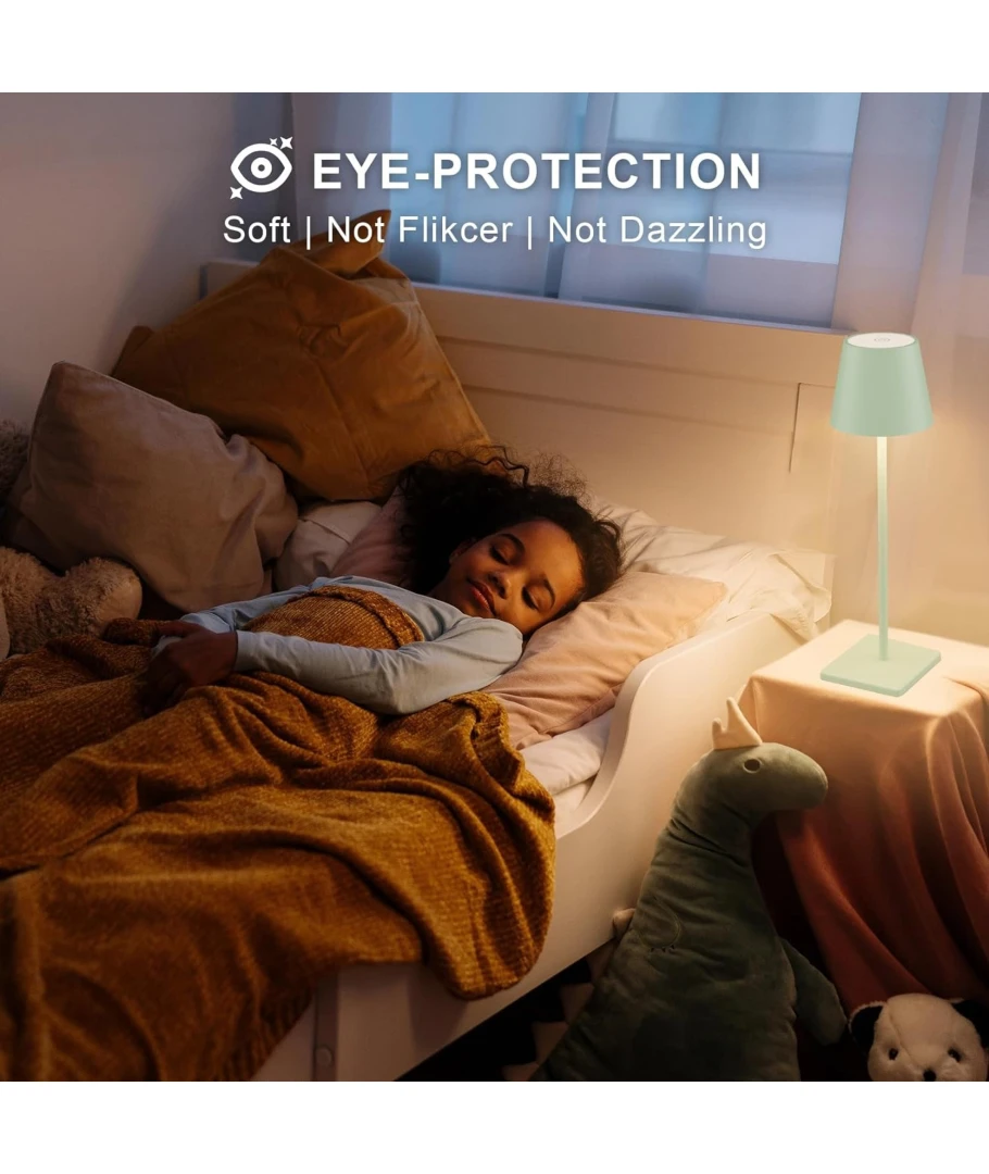 Opladelig LED bordlampe, Grøn, touch dæmpbar