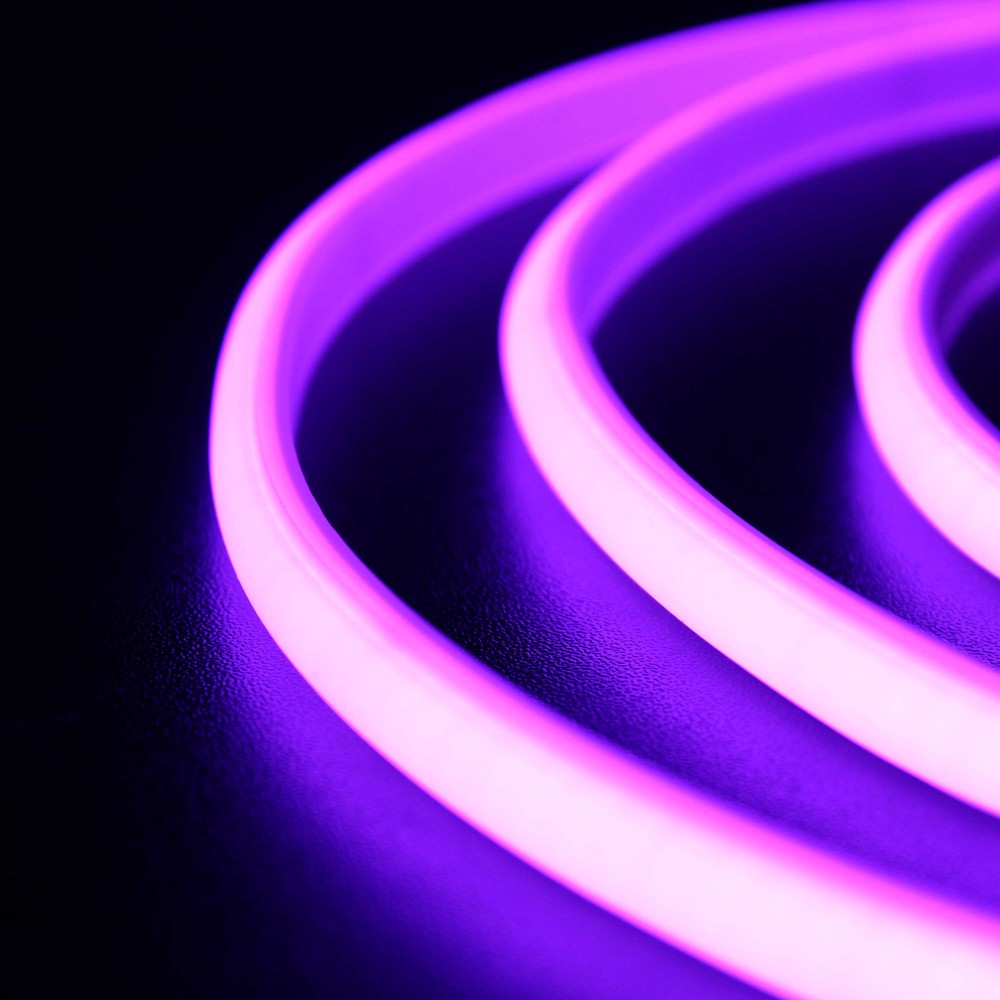 Vandtæt Lilla Neon COB strip - 5 meter, 230V, IP67, 288 LED, 11,5W/m, kan klippes hver 10cm