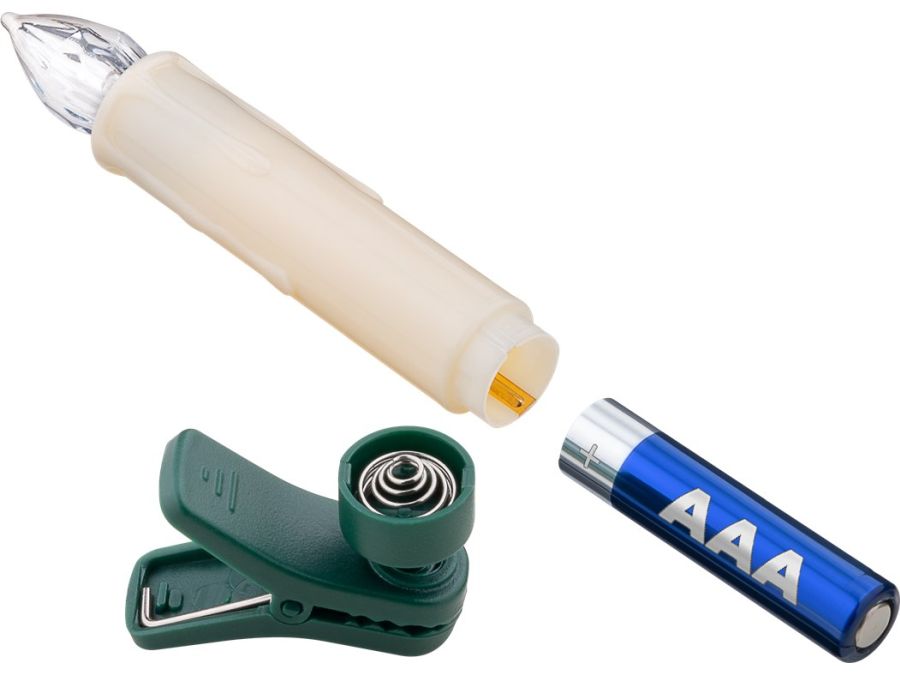 Trådløs LED juletræslys - med clip-on, remote (10 stk.)