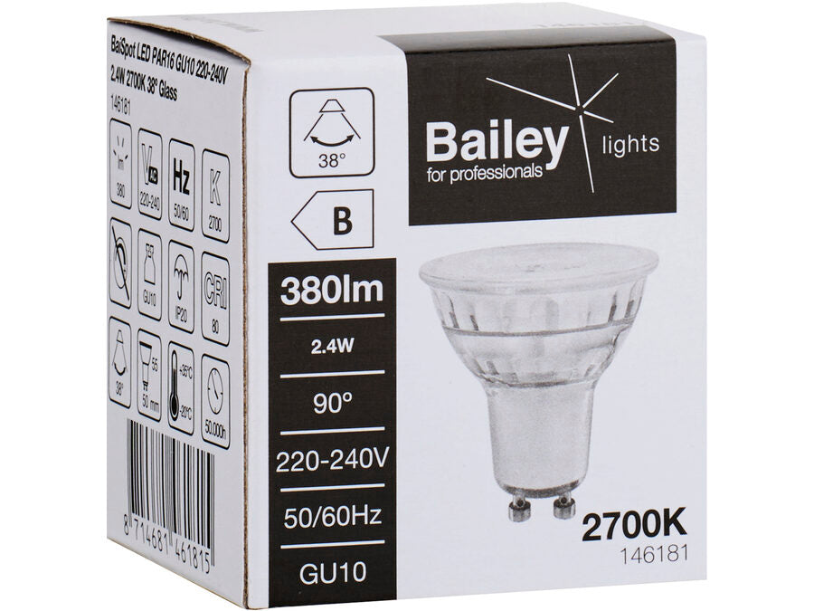 GU10 LED spotpære - 230V 2,4W (50W) 38° (2700K)