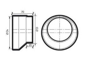 Rund reduktionsstykke - Ø160/Ø125mm, Hvid