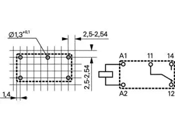 Kiprelæ (bistabil) - 12VDC 5A, 1 x skifte (SPDT), 5-ben