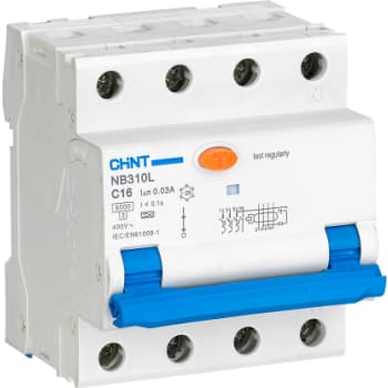 Kombiafbryder RCBO Chint, 3P+N, C karakteristik, 16A, 30mA, 6kA