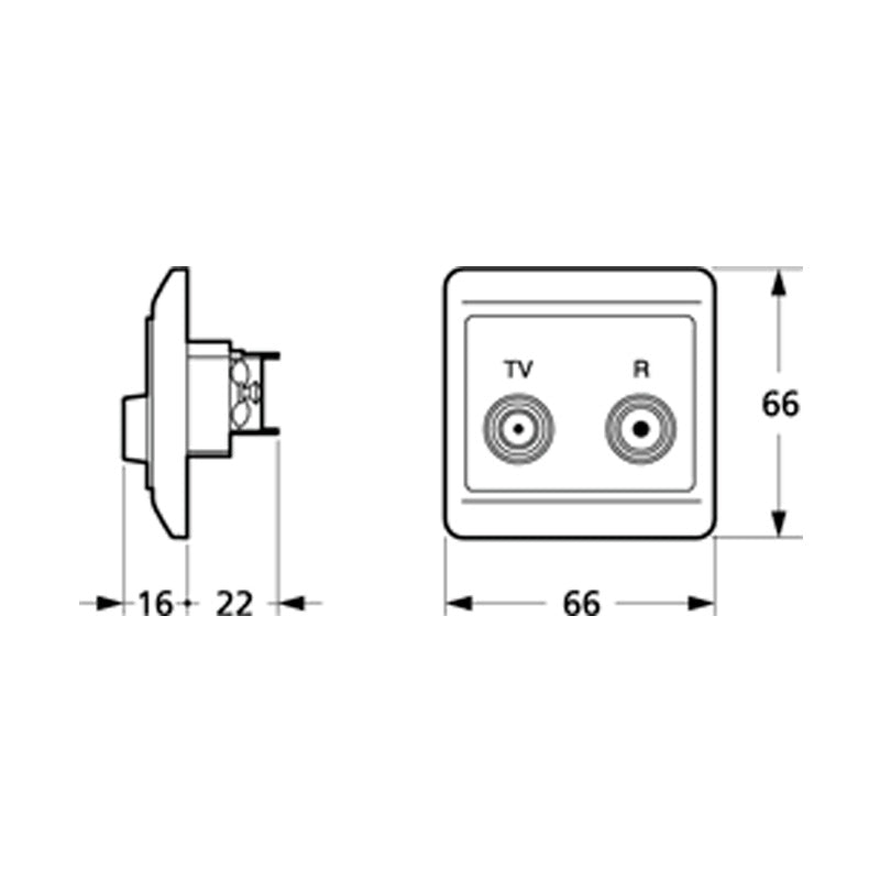 LK OPUS antenneudtag TV og R slutdåse TD301 - HV