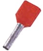 Isoleret dobbelt terminalrør rød 2x1mm2 L=8mm