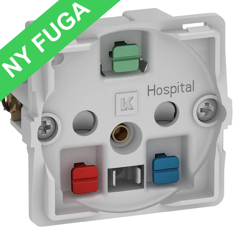 Fuga stikkontakt hospital 2-polet m/jord 1 m