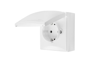 Simon X4 Schuko-stikkontakt med sikkerhedslukkere, samme farve klap og dæksel, 16 A, 250 V~, skruelø