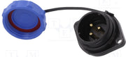 SP21 fatning - 3P han, 4mm², 30A, flange +hætte (IP68)