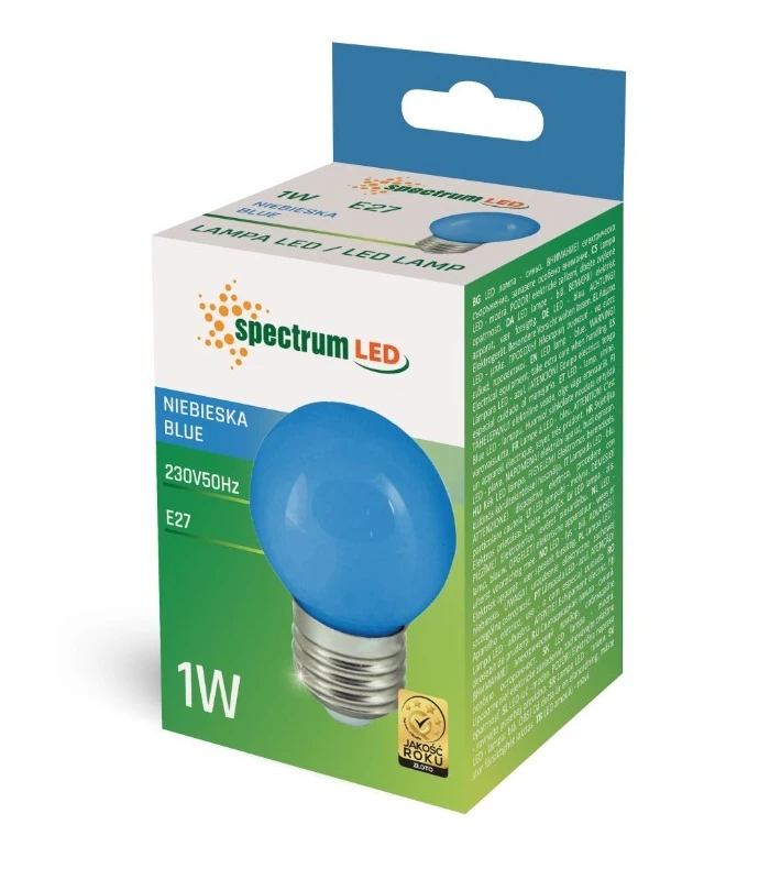 Spectrum Blå LED Dekorationspære - 1W, G45, E27, 230V, RA80