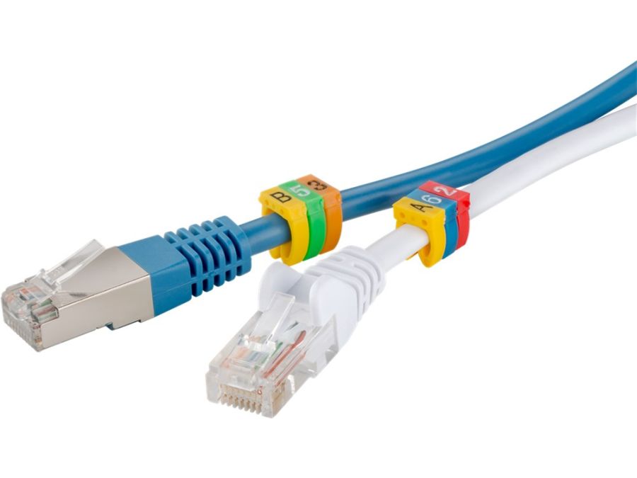 Kabelmarkerings clips - Cifre 0-9, 10x10 farvede (<Ø6mm)