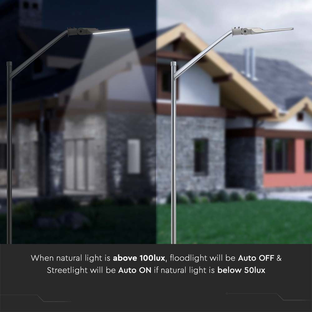 50W LED Vejlys med Fotocellesensor og Samsung Chip - Inkluderer Adapter - Lysfarve 6500K - Lysstyrke på 100lm/W