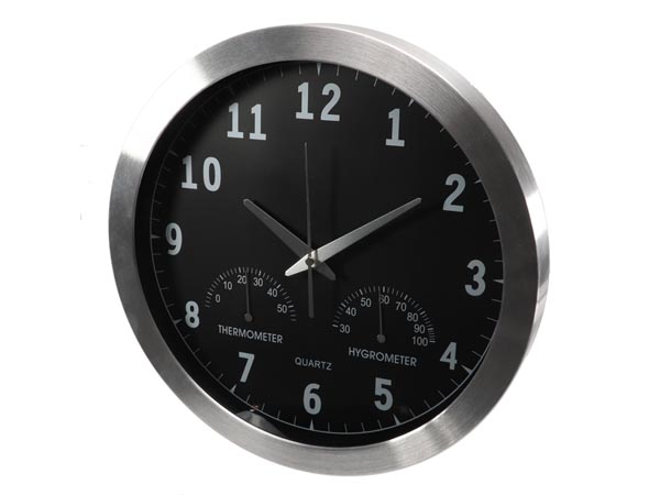 Analog vægur m. DCF - thermo- og hygrometer, Ø35,5cm