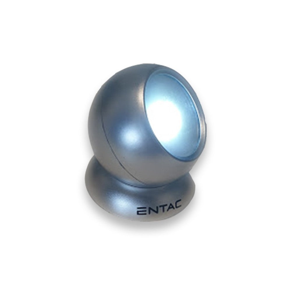 LED batteri lygte - 1W, rund, 3xAAA, sølv, magnetisk fod, 100lm