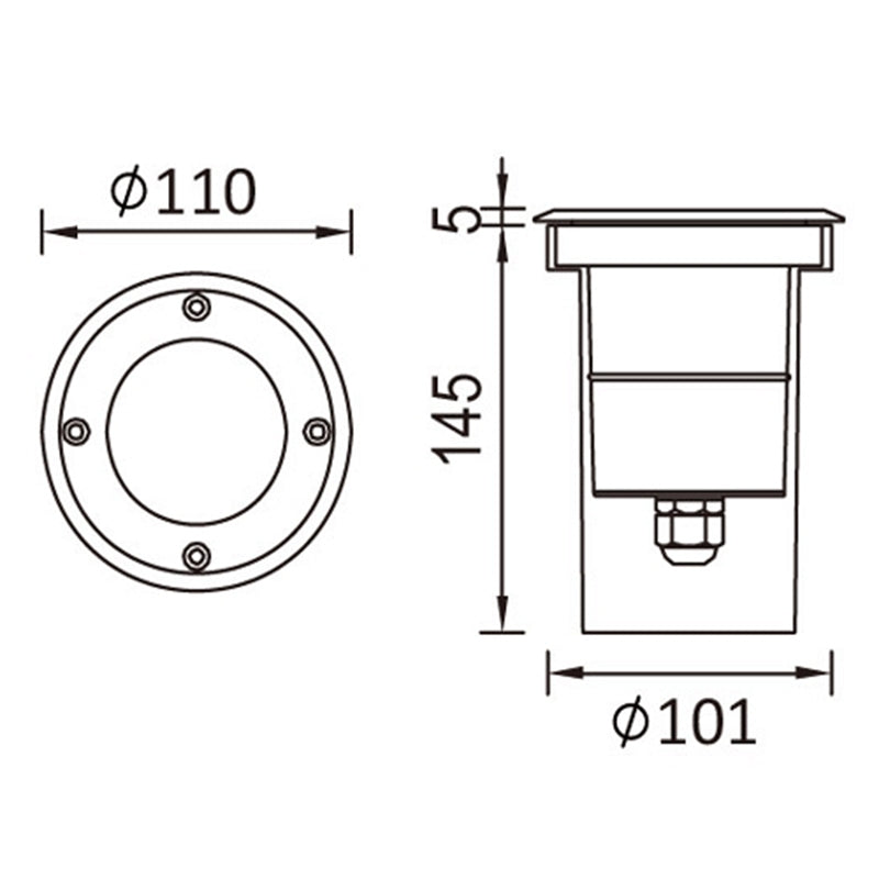 Nedgravningsspot m. GU10 fatning