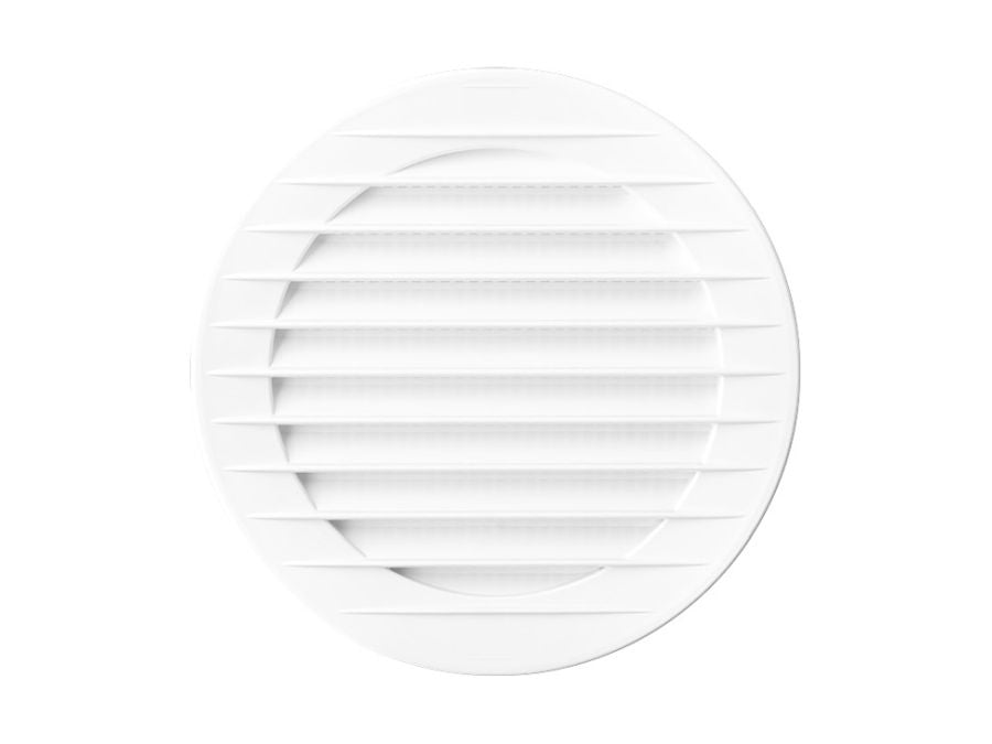 Rund ventilationsrist, ABS plast - Ø120mm, Hvid