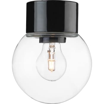 Loft- og væglampe Glob 150 lige, E27, sort/klar, IP54