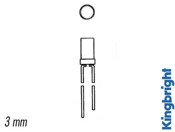 3mm LED - Flad top RØD diffus (12mcd 100°)