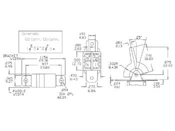 Vippekontakt - 2P ON-ON, paddle, til kabinet