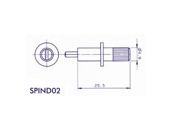 Spindel til lille trimmepotmeter - Ø4,9 x 25,5mm, Sort