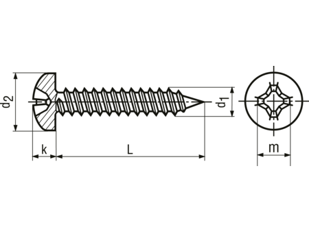 Pladeskrue, panhoved - 2,2x6,5mm, Philips PH1 (100 stk.)