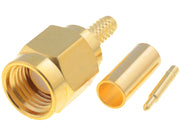 SMA han til RG174 kabel, forgyldt (krimptype)