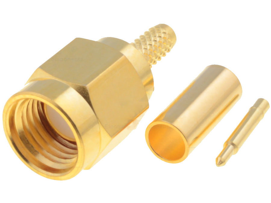 SMA han til RG174 kabel, forgyldt (krimptype)