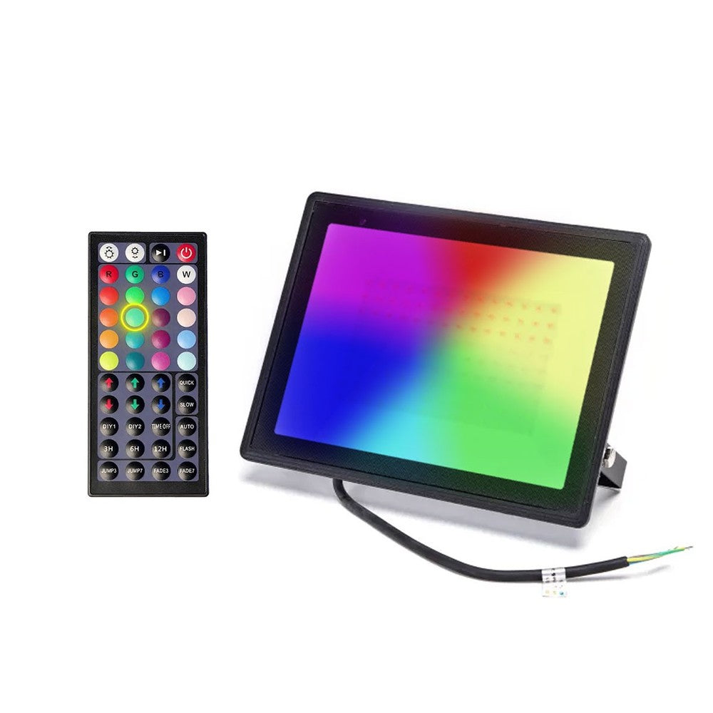 100W RGB LED projektør med fjernbetjening - Vandtæt med IP65 klassificering