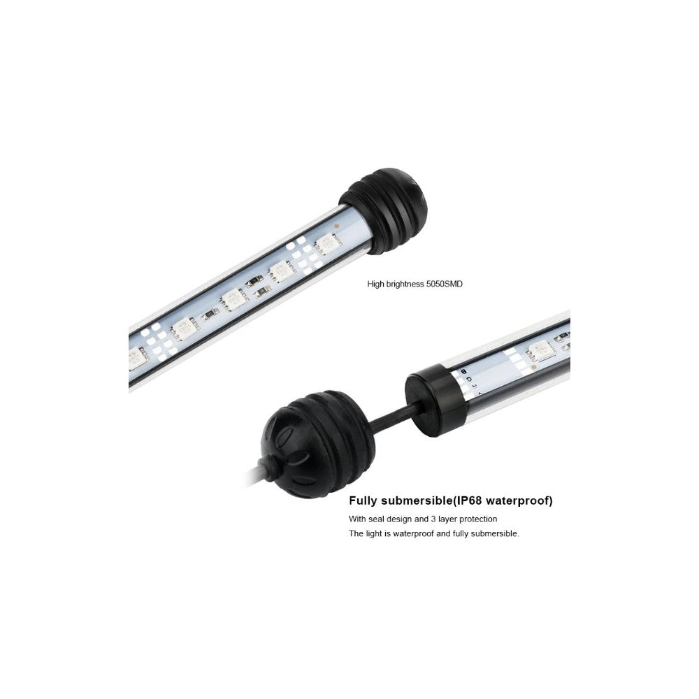 48 cm RGB akvarie armatur - 5W LED, sugekopmontering, IP67, memory funktion