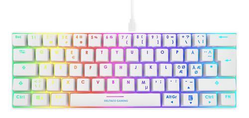 Mini mekanisk gaming tastatur - RGB, Brune Switche, Hvid