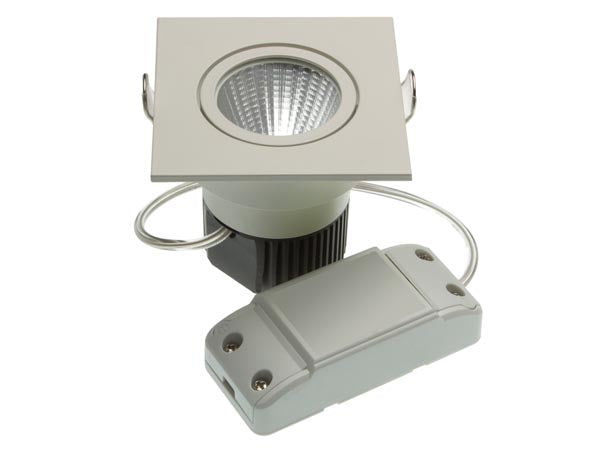 LED indbygningsspot - 230V / 9W kvadrat hvid kip, Varm Hvid