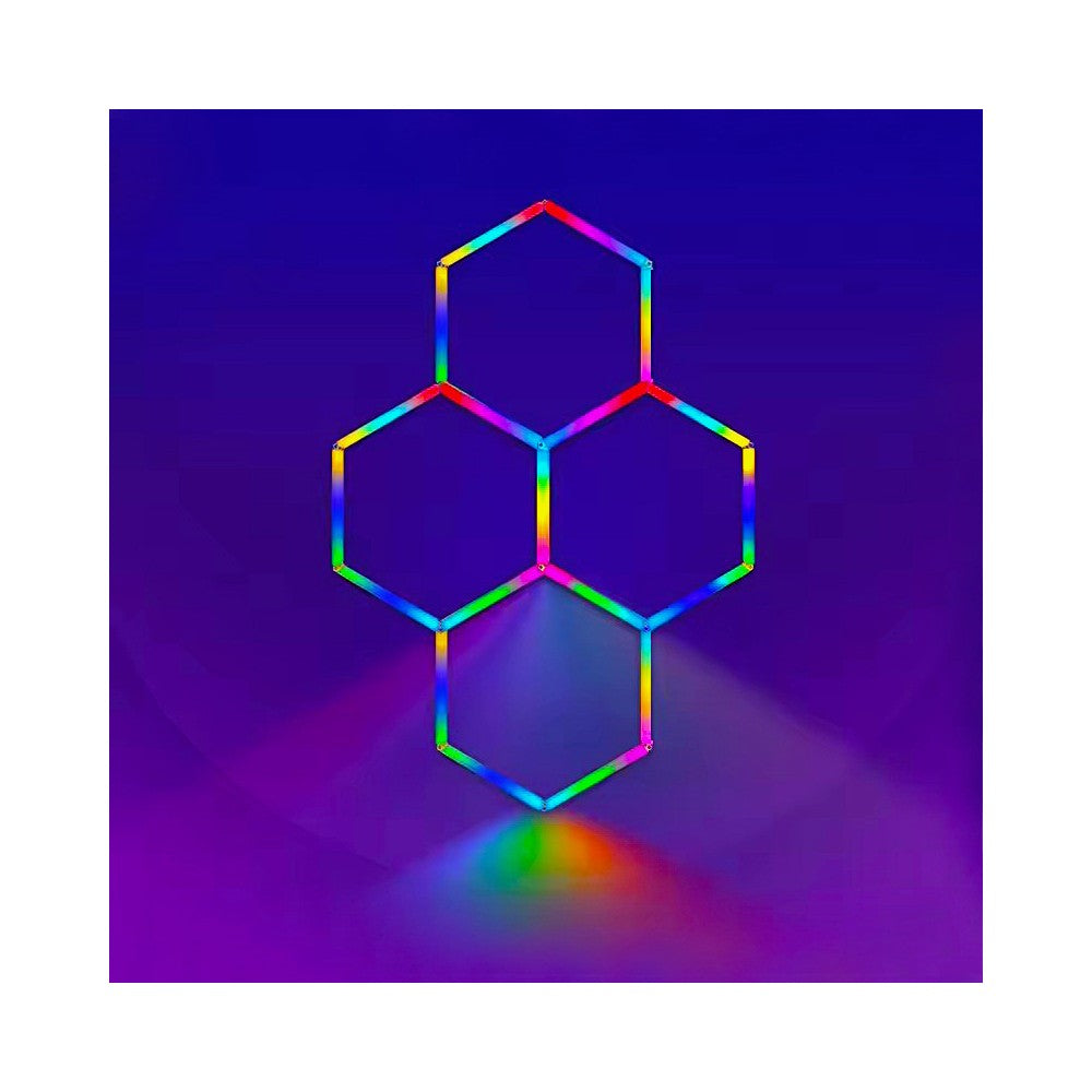 Hexagon RGBIC 4 felter komplet sæt med Bluetooth controller - 64W