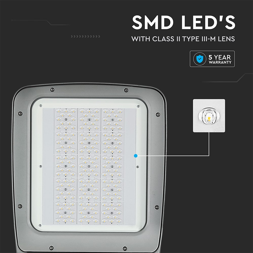 160W LED Gadelygte med TYPE III-M linse og Samsung chip - 4000K, 130lm/W, 20800lm, RA70 - IP65, 5 års garanti