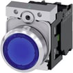 Oplyst trykknap 22 mm rund metal skinnende blå flad knap 3SU1152-0AB50-1BA0