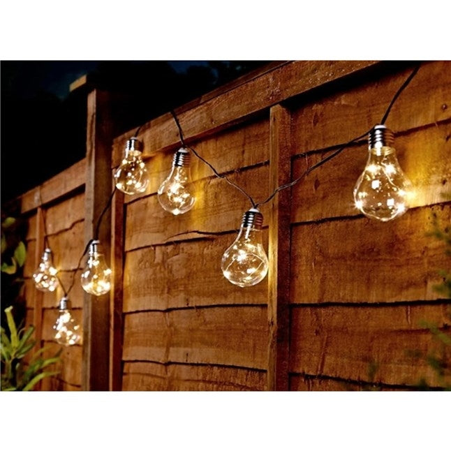 Solcelle lyskæde med 10 pærer-gennemsigtig/klar