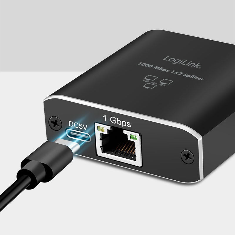 Gigabit Ethernet Splitter - 1 ind til 2 ud, 1000 Mbit/s