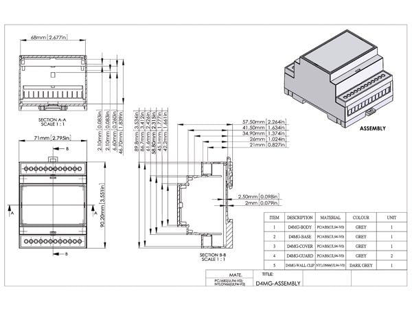 DIN-skinne Modulboks - 4 moduler