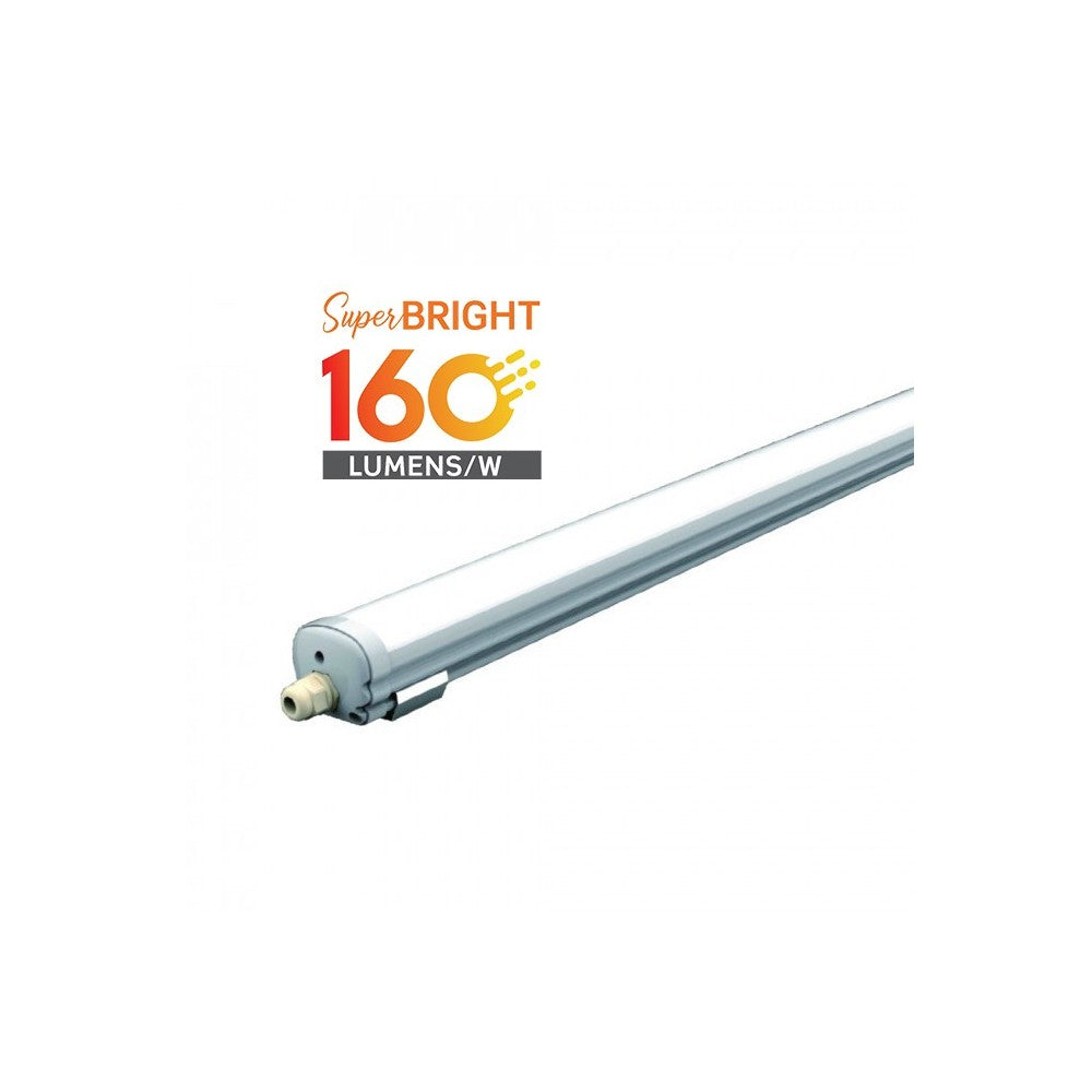 V-Tac Vandtæt 32W LED Armatur - 150 cm, 160 lm/W, Gennemfortrådet, IP65